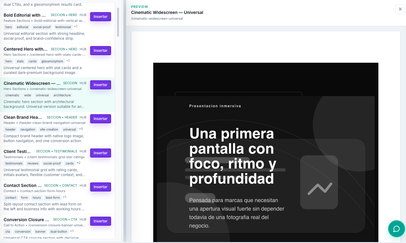 Lista de plantillas disponibles en TBase para crear tu sitio web